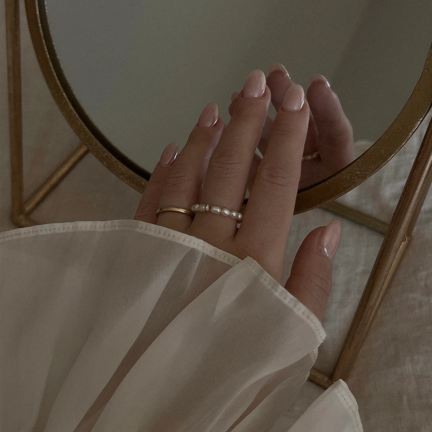 Sage Pearl Stacking Ring