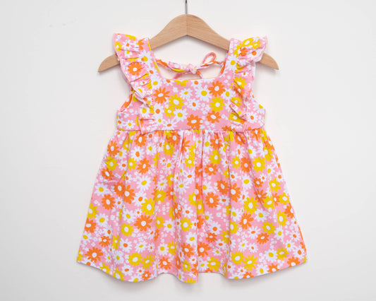 Pink and Yellow Flutter Dress
